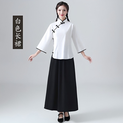 民国演出服村姑青年长衫衣服套装小品抗战服装学生装村民影视儿童