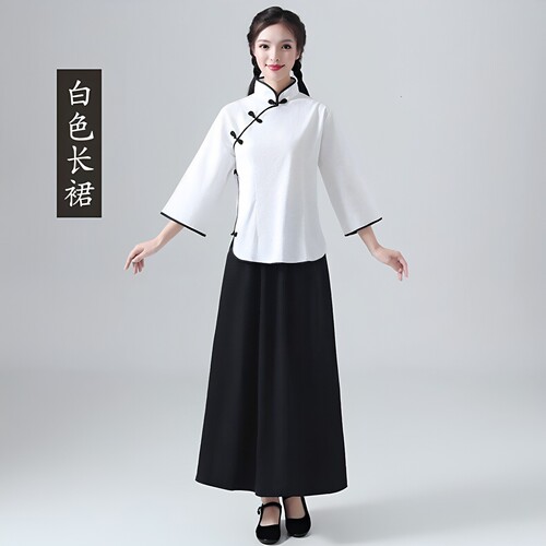 民国演出服村姑青年长衫衣服套装小品抗战服装学生装村民影视儿童
