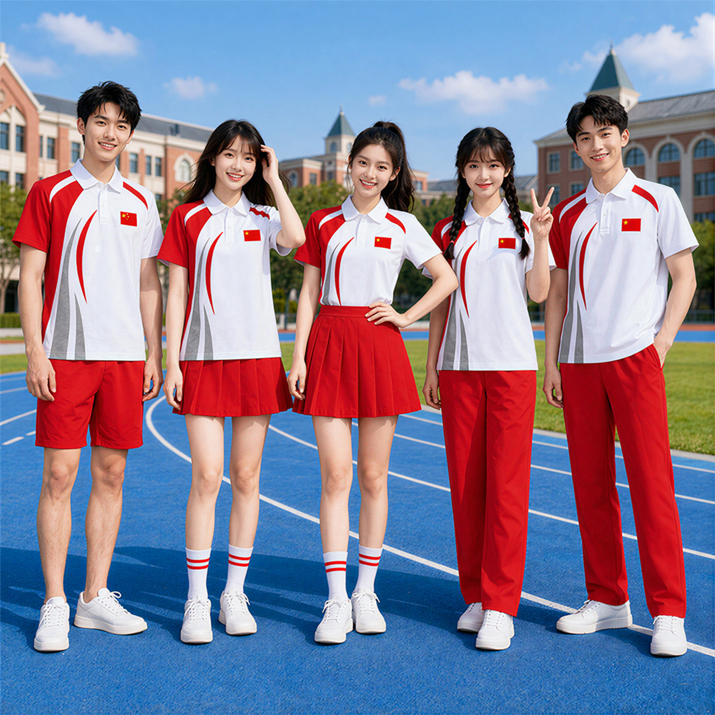 运动会班服国庆节合唱团红色校服