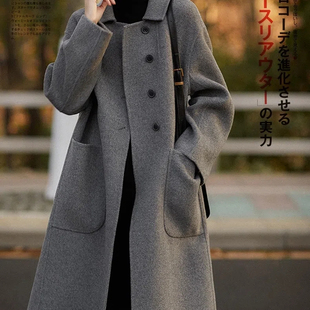 2025春秋冬新款时尚中长款大衣女韩系宽松显瘦大码毛呢子薄款外套