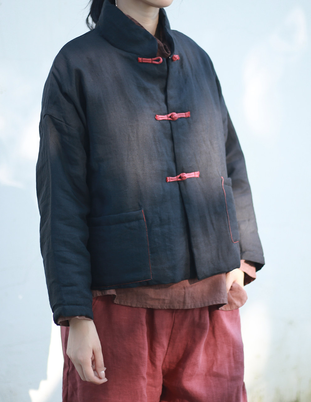 中式复古宽松立领棉服