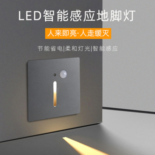 led人体感应磁吸地脚灯 86型嵌入式不锈钢楼梯踏步走廊过道地角灯