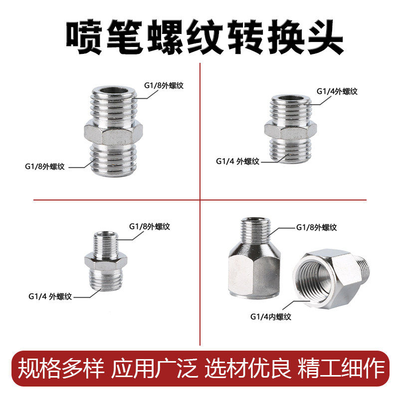 模型喷笔气管转接头1/8转工业泵1/4接头M5转接头内外螺纹配件图片
