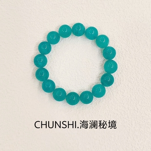 CHUNSHI·「海蓝秘境」大颗粒！天然秘鲁冰种天河石手链手串饰品