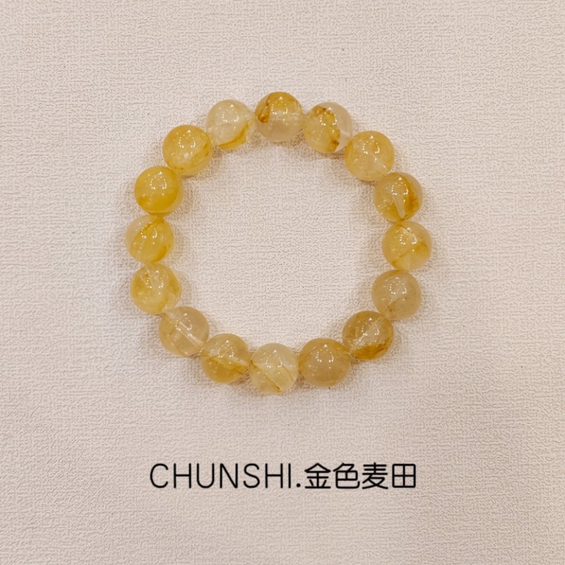 春莳.「金色麦田」大点位！天然黄胶花水晶喜土招财转运手链手串