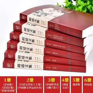 全6册 胡适文集 胡适经典作品集 诗歌集 胡适文存 胡适中国哲学史大纲 白话文学史 演讲集 时论选