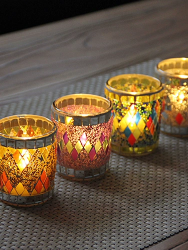 Свеча, стеклянная мозаика, DIY, 15 года, цвет, европейский стиль