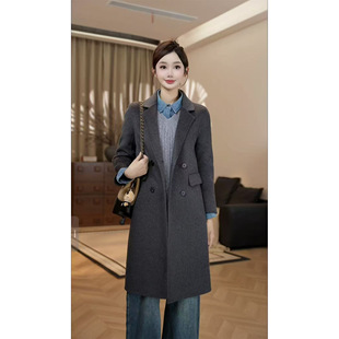 双面羊绒大衣女中长款2025新款秋冬收腰显瘦高级感赫本风呢子外套