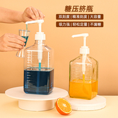手压式 糖压瓶奶茶店果糖定量挤压糖浆带刻度挤酱瓶商用百香果汁器