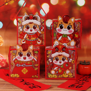 2026马新年糖果透明手提盒零食雪花酥牛轧糖曲奇年货礼品包装盒子