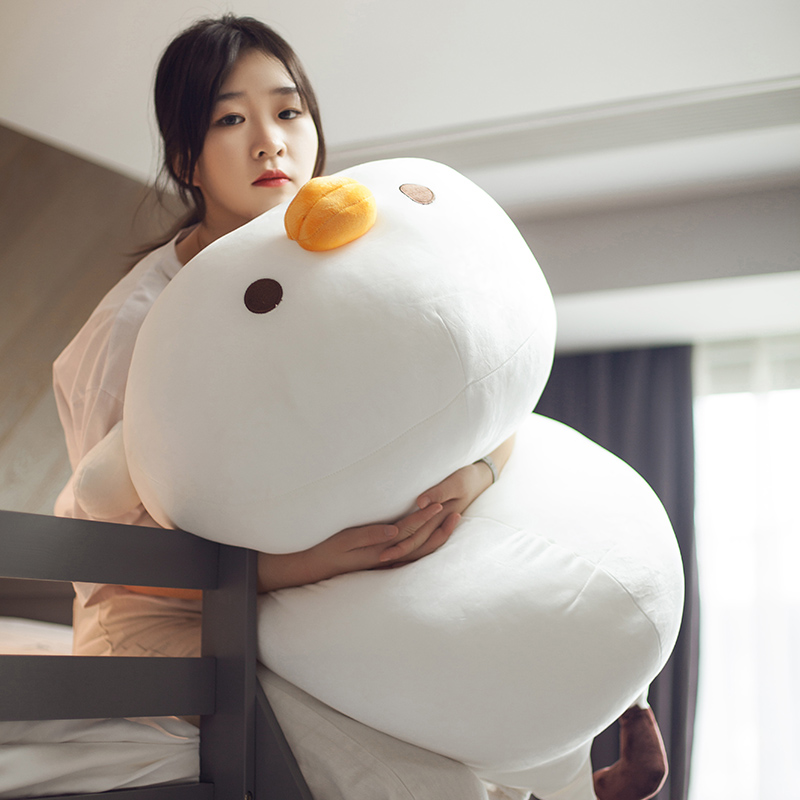 小鸡睡觉抱玩偶丑萌大白长条枕头