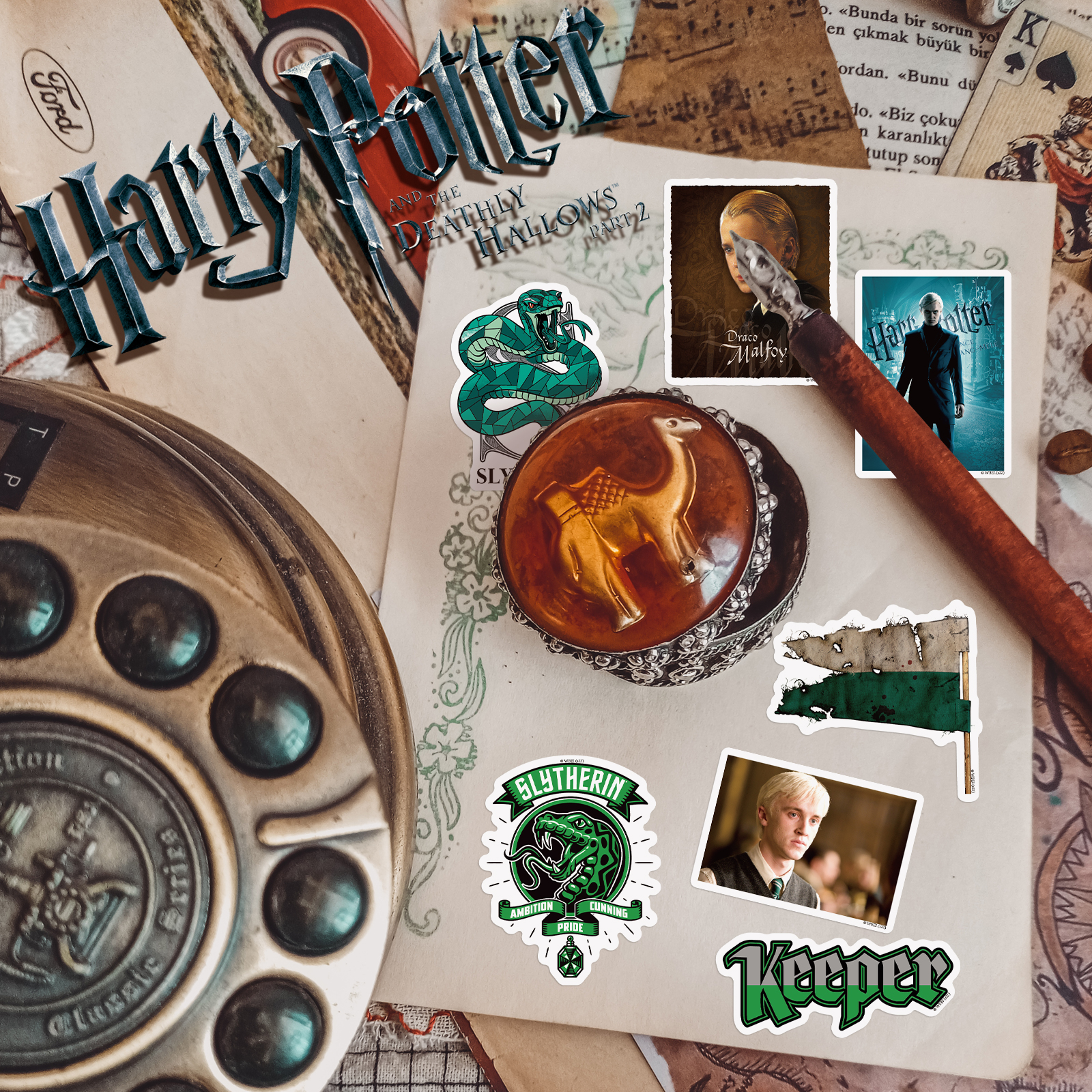 正版联名哈利波特周边贴纸50张手账素材海报墙冰箱贴画赫敏学院hp