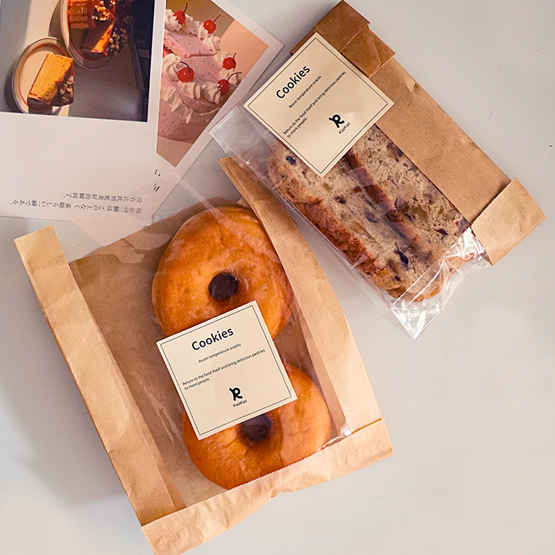 吐司贝果司康烘焙袋食品级包装袋开窗毯纹淋膜打包袋饼干牛皮纸袋