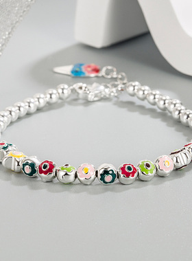 小红书同款彩虹冰淇淋手链女2023年新款小众百搭可爱花朵闺蜜手串