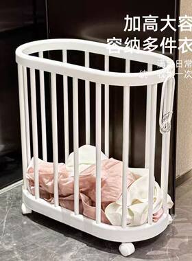 家用脏衣篮防水浴室瑜伽垫健身器材收纳筐窄缝脏衣篓带轮子zd