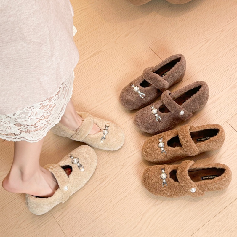 秋冬外穿温柔仙女加绒毛毛鞋