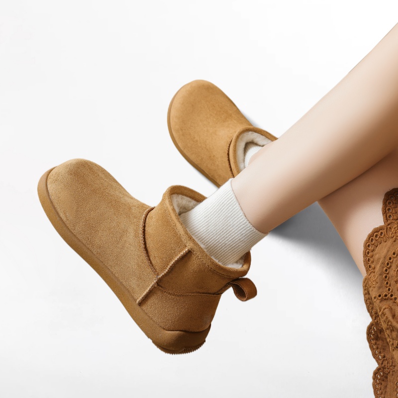 经典百搭圆头栗色雪地靴冬季加绒