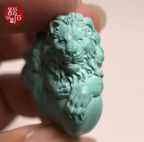 原矿绿松石一念之间观音雕刻件