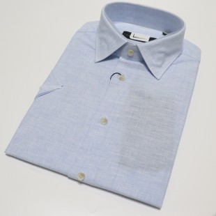 夏季 全棉薄款 短袖 蓝豹男士 38码 蓝色商务款 衬衫 新品