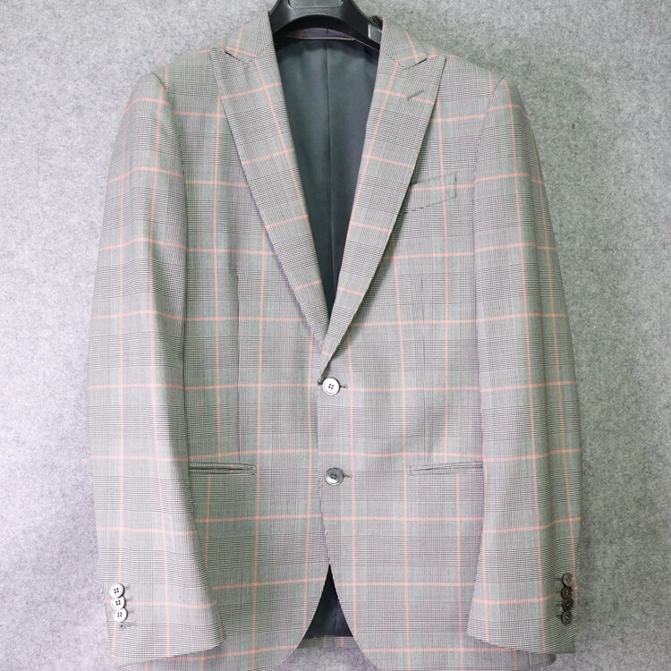 蓝豹/男士商务格纹套装西服 bespoke系列  超修身 175 96Y