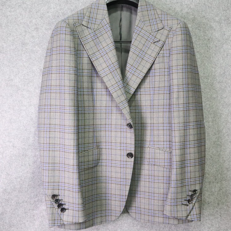 蓝豹/男士灰色格纹款套装西服 bespoke系列 大枪驳领 175 96Y