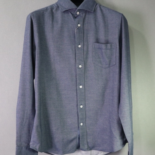 商务休闲牛仔全棉修身 款 长袖 蓝豹 38码 ONE系列新品 衬衫 男士
