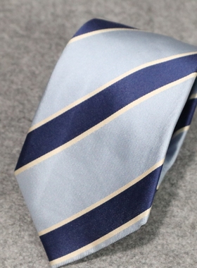 蓝豹/男士蓝色商务条纹款领带 BESPOKE系列 桑蚕丝面料 155*8*4.5