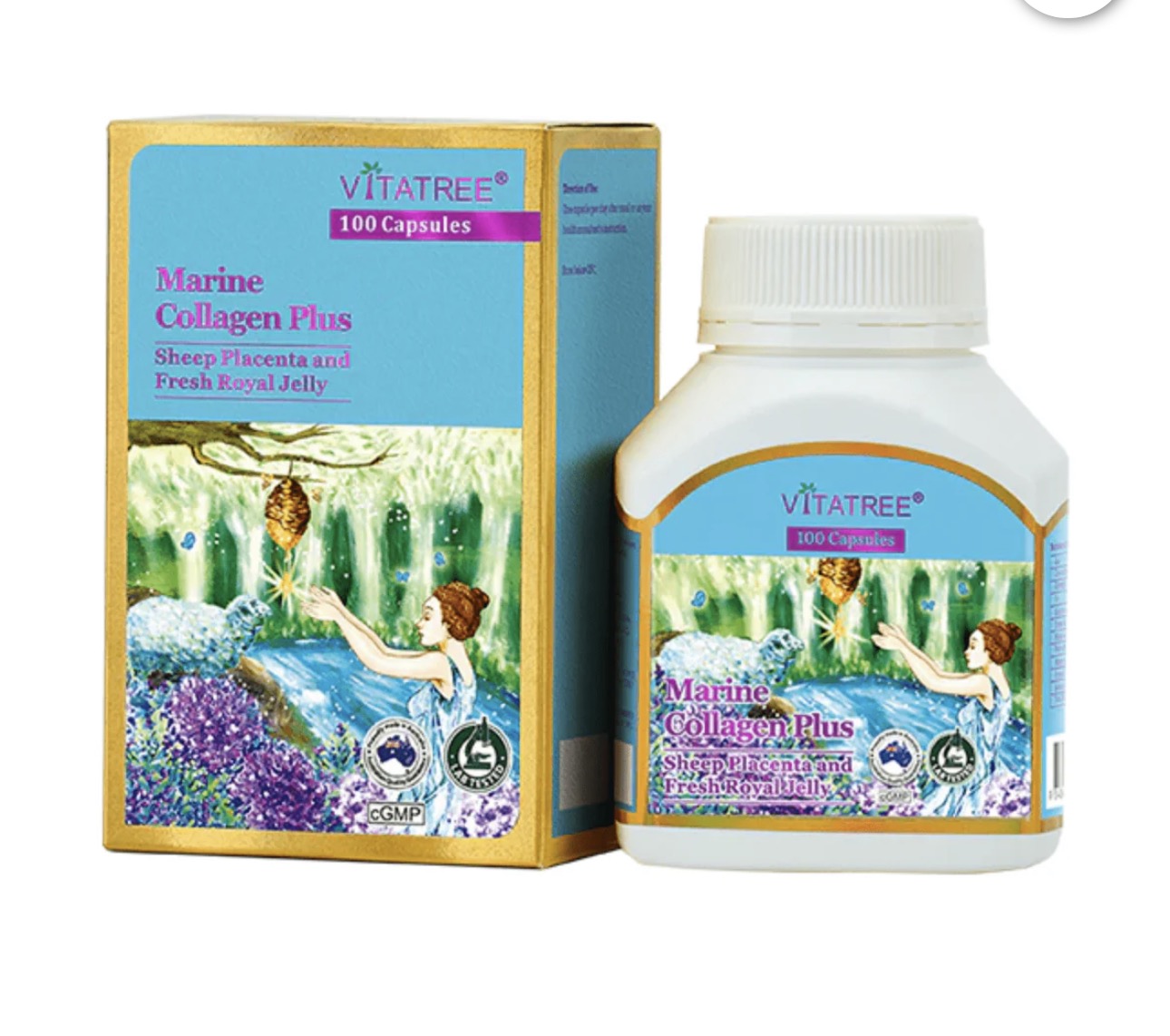 澳洲直邮 VITATREE维他树深海鱼胶原蛋白胶囊+羊肉素蜂皇浆100粒