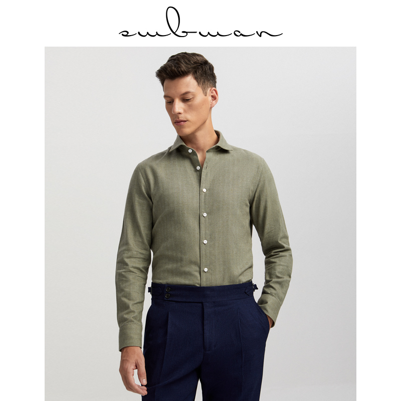 磨毛全棉长袖衬衫商务休闲