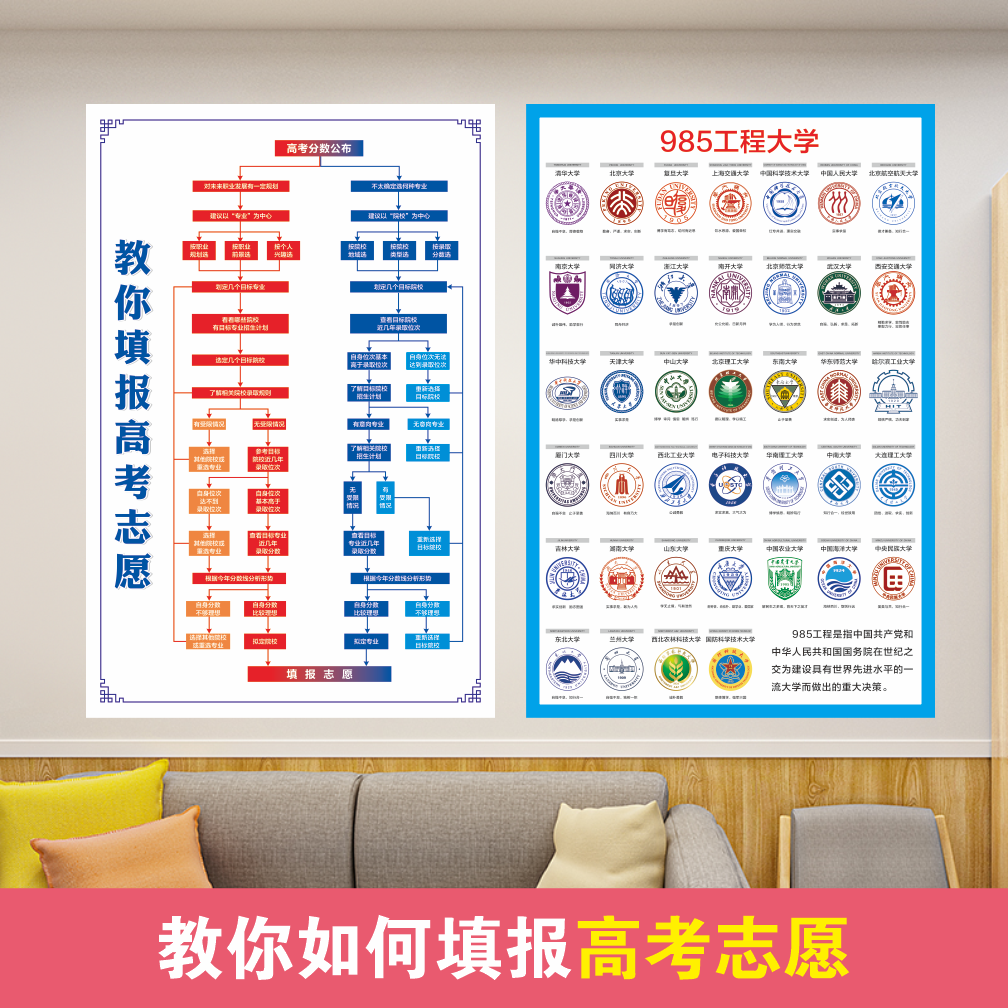 高考志愿填报流程避坑特色大学介绍海报贴纸宣传画报墙贴挂图定制