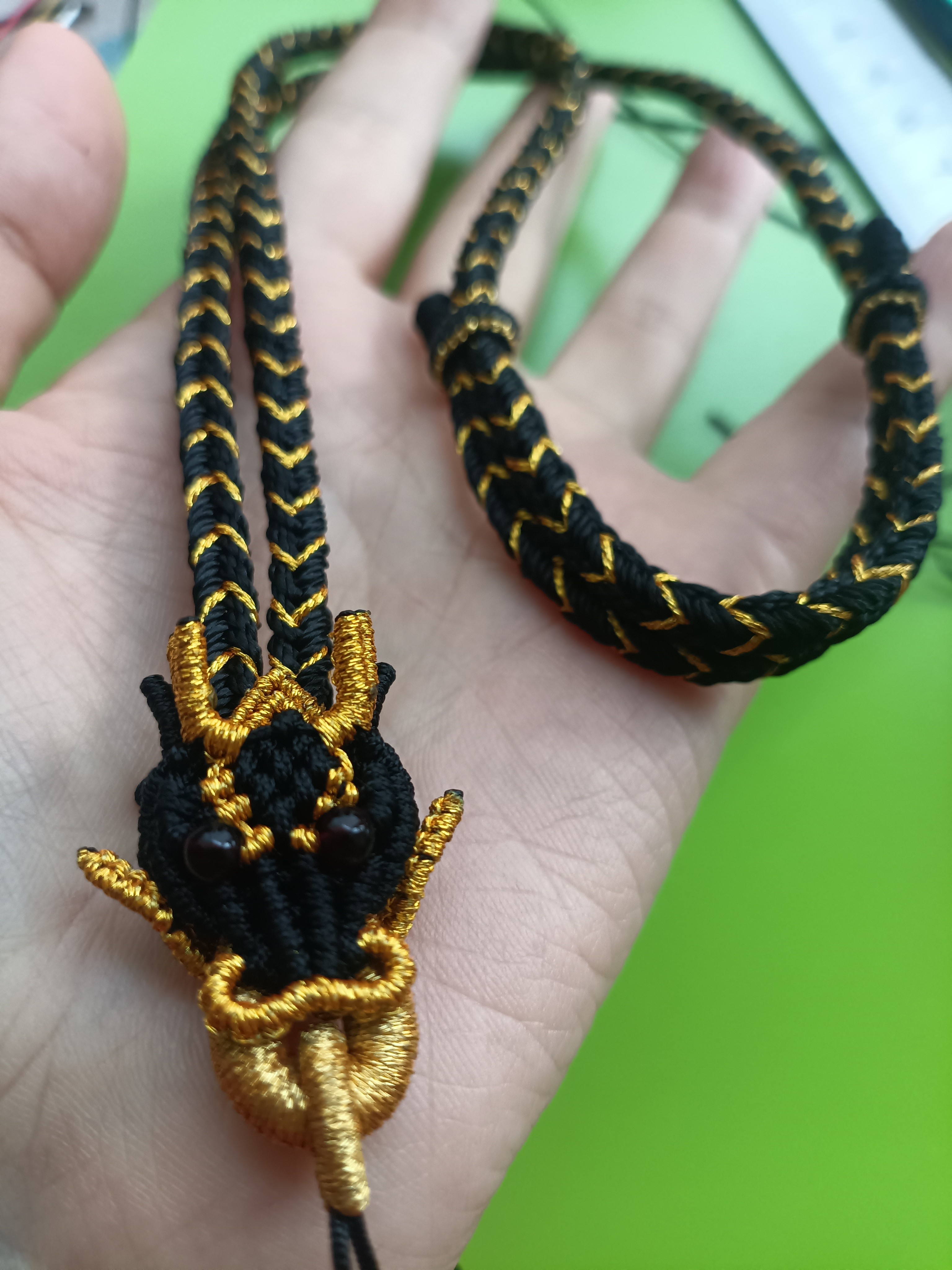 纯手工编织龙鳞吊坠绳龙头项链绳本命年生日礼物翡翠黄金挂绳送礼