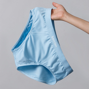 蚕丝抗菌里裆透气青年男生棉学生三角内裤 2件浅蓝纯棉男士 三角裤