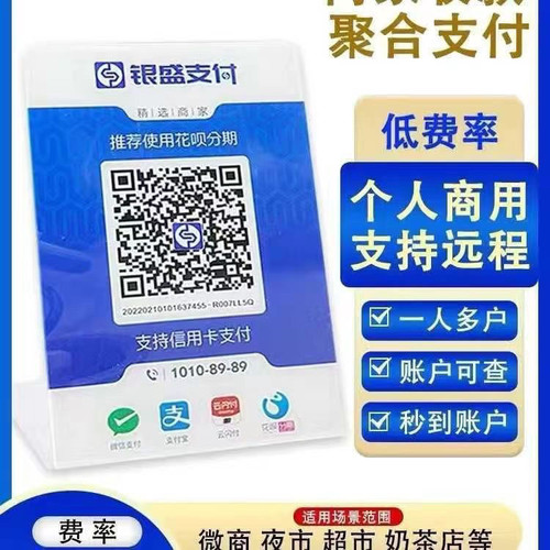 银盛收款码商家个人小微远程线上支付宝聚合码秒到