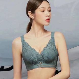 花雨伞内衣中厚2cm无钢圈聚拢收副乳防下垂柔软上托B杯文胸罩7139