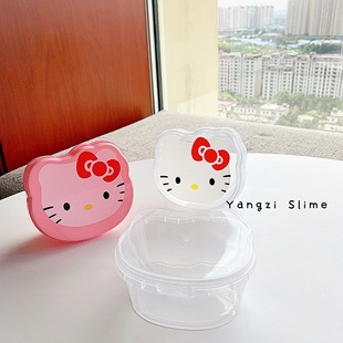 HelloKitty猫史莱姆打包盒400ml带锁扣猫头可爱糖果盒网红同款