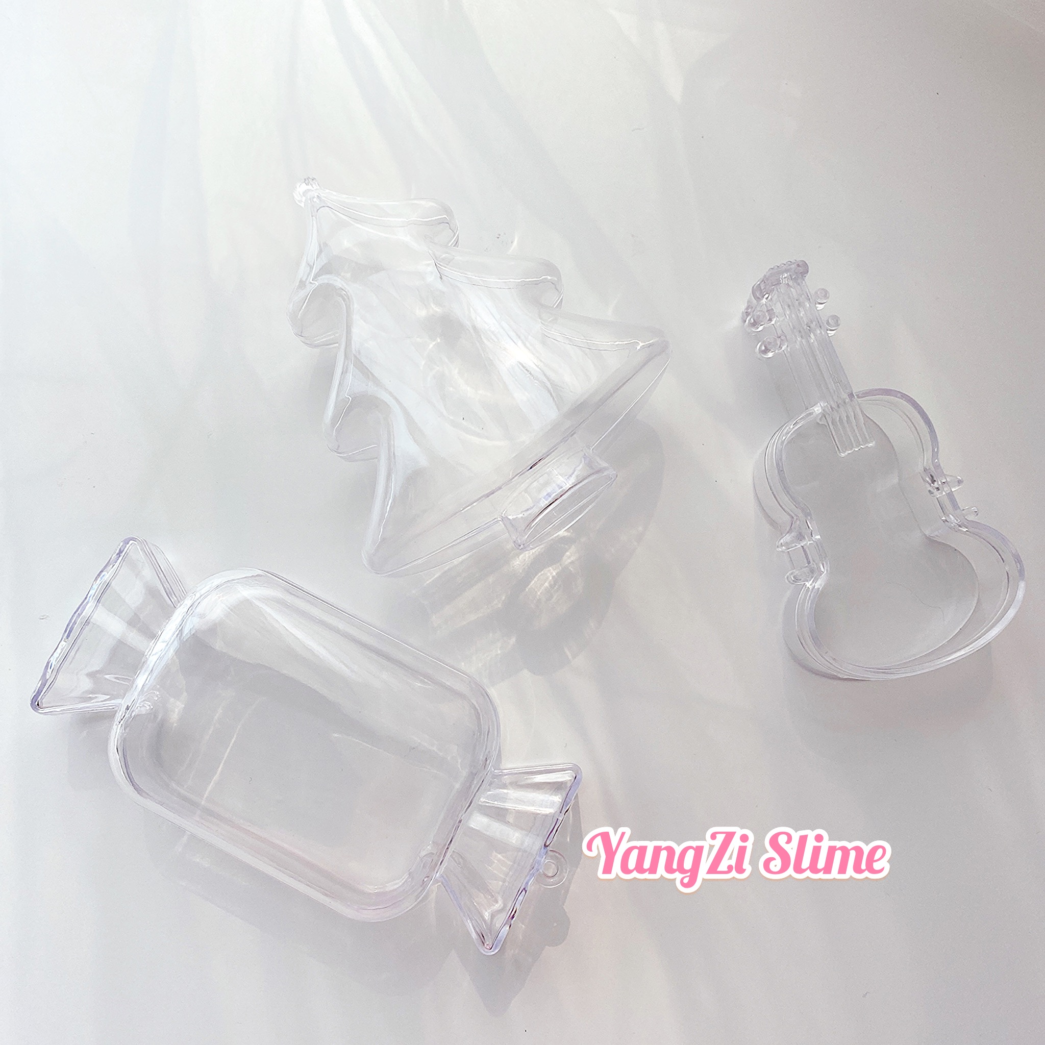 糖果透明塑料圣诞树水晶泥小提琴吉他盒子异形起泡胶分装 slime