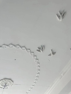 法式石膏线灯圈树叶小鸟燕子蝴蝶石膏雕花角花灯盘小红书