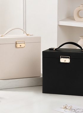 黄金珠宝三金五金精致首饰盒收纳盒新婚礼物大容量轻奢高档带锁