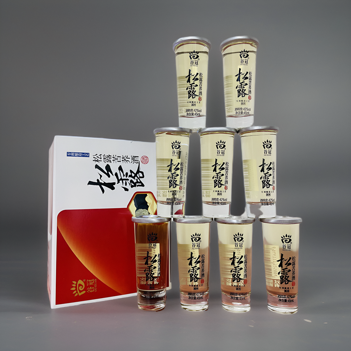 云南特产谷冠山珍酒系列松露苦荞酒小荞酒42度45mlx12杯露酒