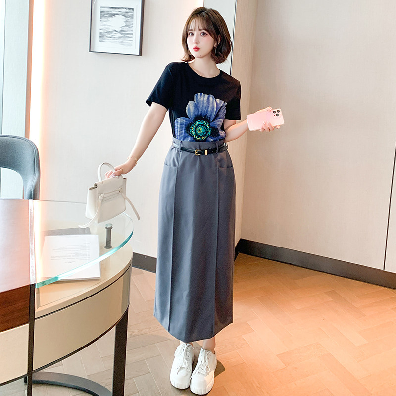 miuco立裁微包臀腰带胖妹妹口袋直筒过膝一步裙半身裙【现货】