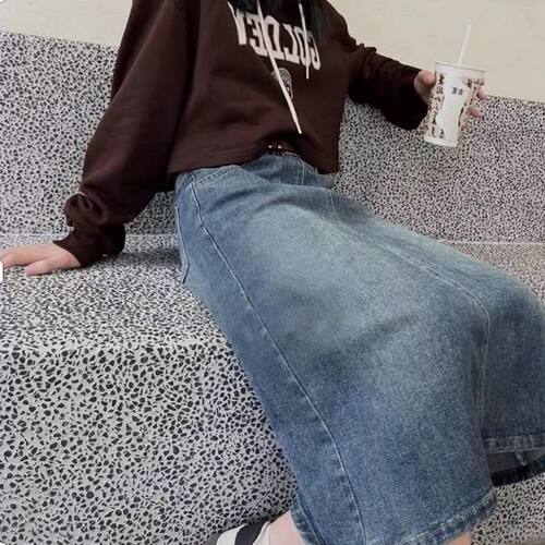 2025新款牛仔半身裙女秋冬高腰显瘦a字裙中长款包臀裙