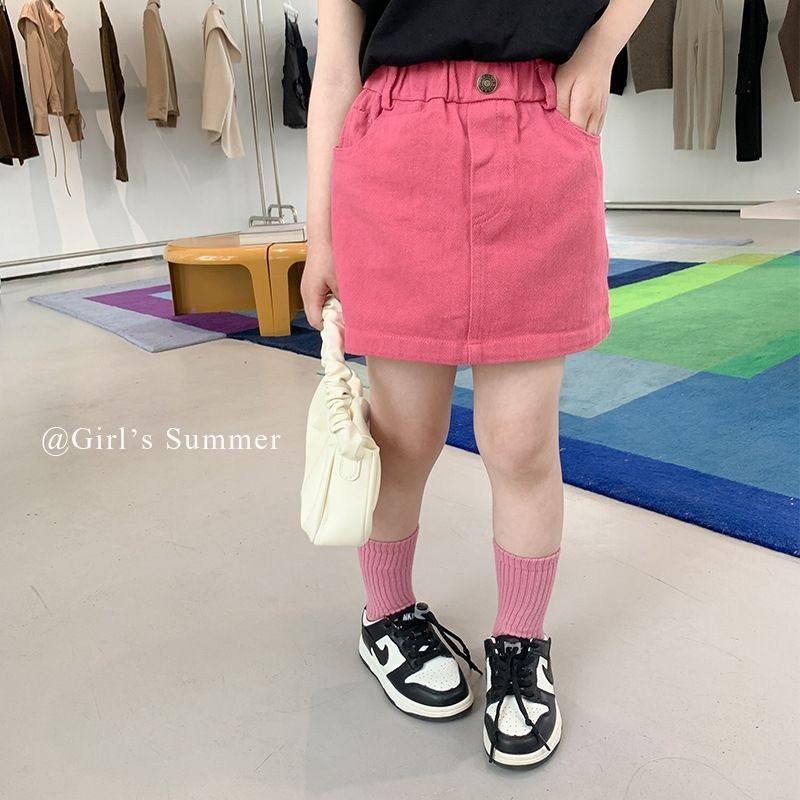 女童牛仔短裙夏季新款火龙果色儿童韩版洋气包臀裙宝宝裙子潮,童装/婴儿装/亲子装,半身裙,淘宝优惠券,粉丝福利购,淘宝优惠卷