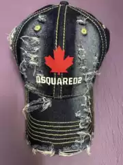 2024 European and American D2 Hat Dsq2 Letter Baseball Cap Distressed Whiskered Denim Hat Unisex Sun Protection Baseball Cap