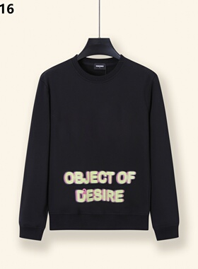 美式潮牌黑色圆领卫衣男士秋冬新款DSQ2字母印花休闲宽松长袖外套