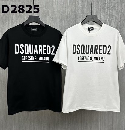 2024夏潮牌宽松版D2短袖T恤男装DSQ字母印花时尚潮流纯棉圆领半袖