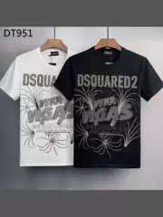 European and American D2 Short-Sleeve T-Shirt for Men, Dsq2 Rhinestone Letter Fireworks Round Neck Milan Trendy Casual Pure Cotton Top