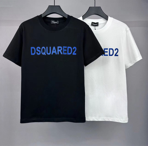 美式街头风D2次方DSQ2渐变蓝字母印花短袖宽松圆领T恤潮 男女同款