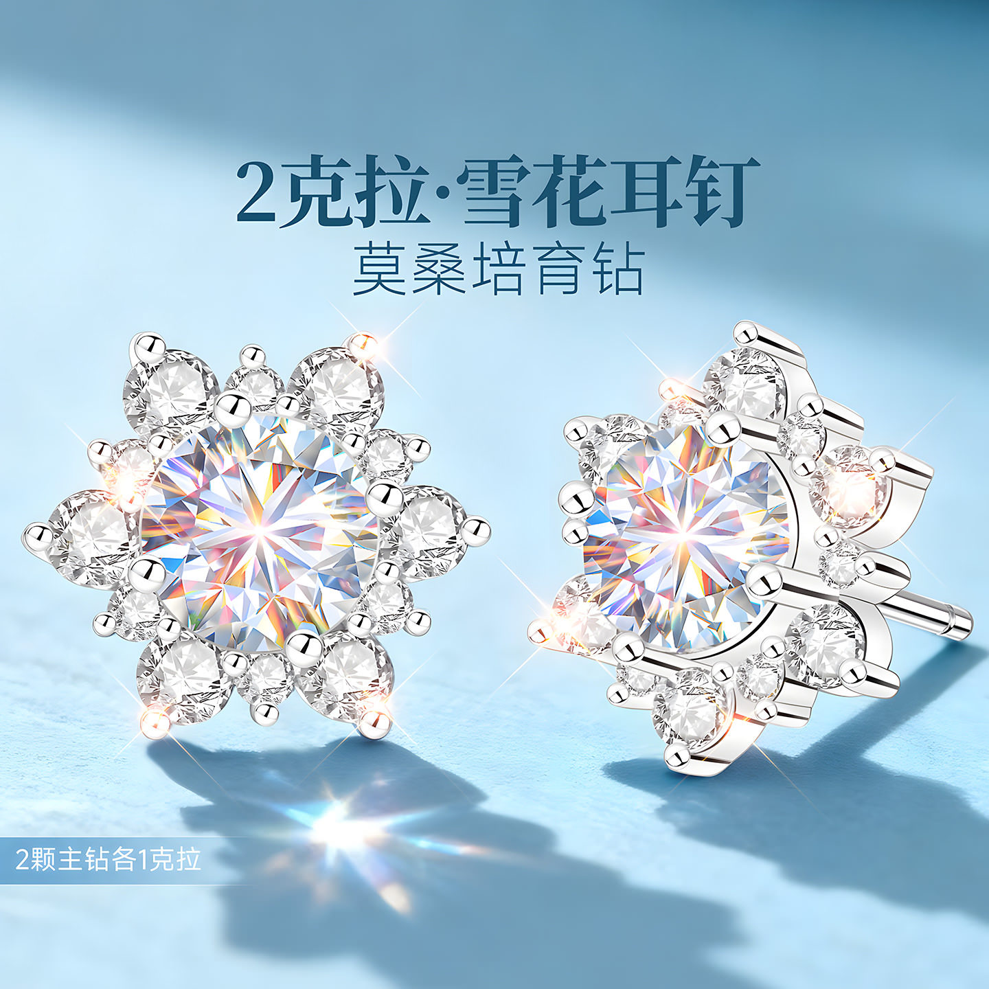 999纯银雪花莫桑石莫桑培育钻银耳钉耳饰耳环女士女2026新款爆款,饰品/流行首饰/时尚饰品新,银饰耳饰,淘宝优惠券,粉丝福利购,淘宝优惠卷