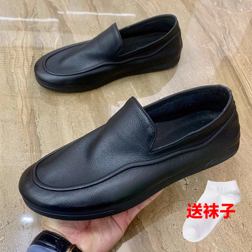 豆豆鞋男新款黑色皮鞋休闲时尚