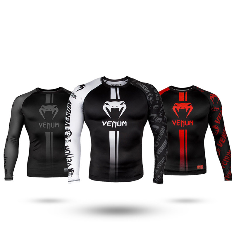 毒液UFC泰拳运动速干健身衣男搏击散打格斗拳击训练服紧身衣长袖